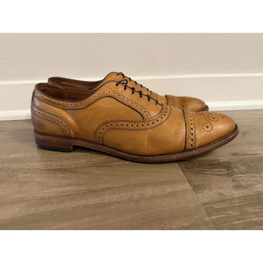Allen Edmonds Strand Walnut Cap-Toe Brogue Oxford 13 D Leather Sole USA